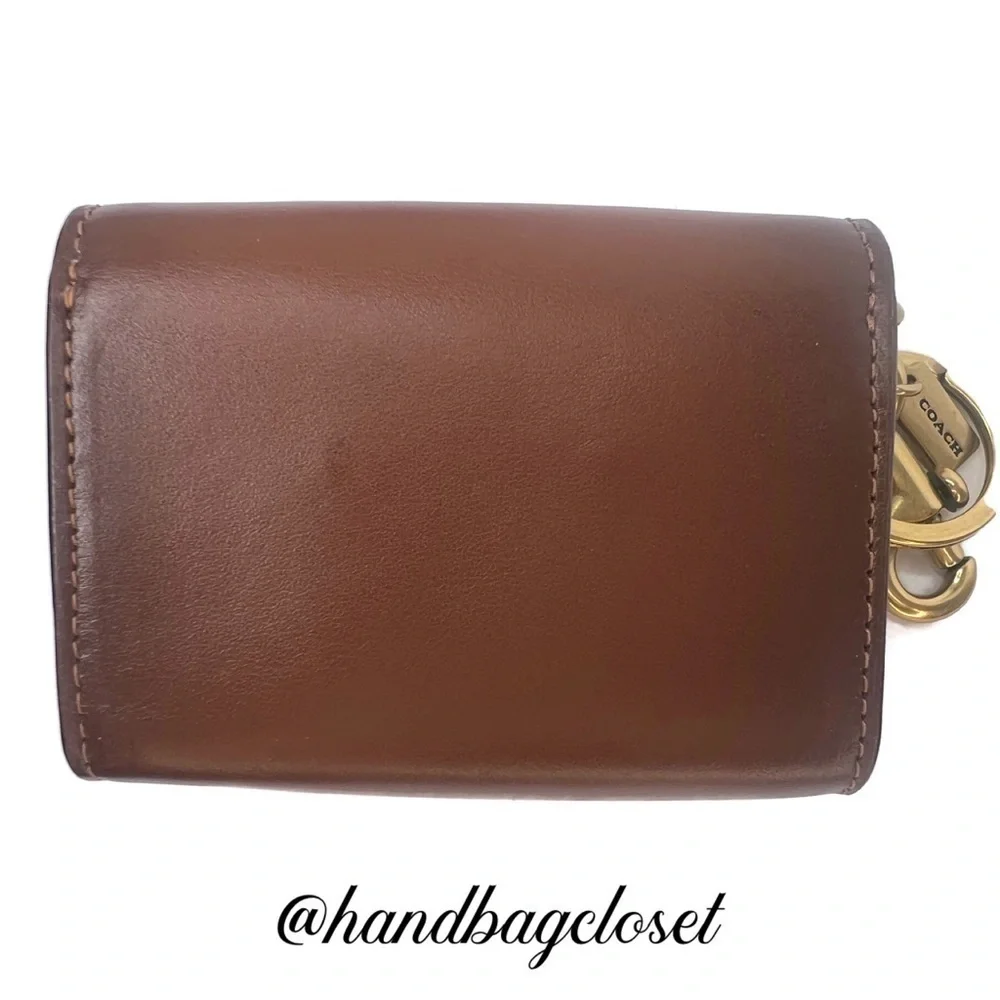 COACH Tea Rose Mini Parker Card Case Key Pouch With Snakeskin Detail Bag